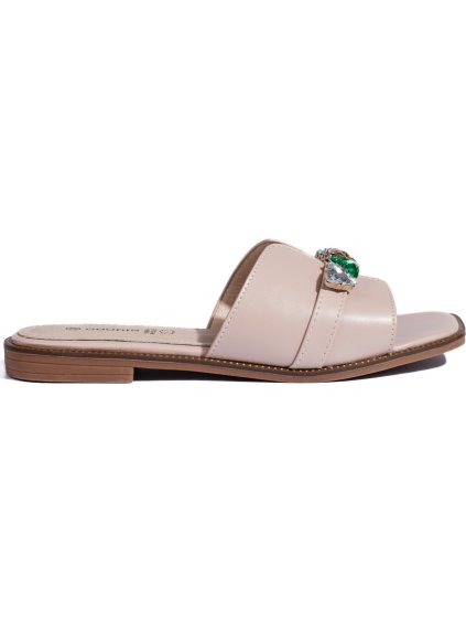 Béžové pantofle s ozdobnými kamínky