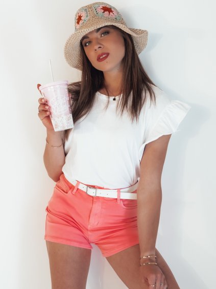 Oranžovo-růžové džínové kraťasy GLAMWEAR