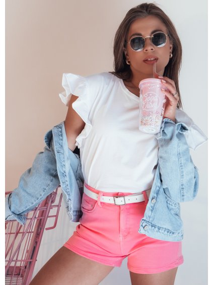 Růžové džínové kraťasy GLAMWEAR