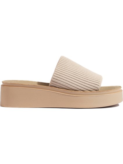 Dámské béžové pantofle na klínku