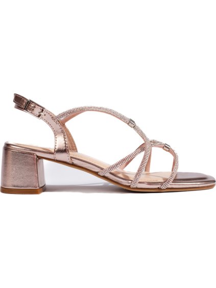 Rose Gold dámské sandály s ozdobnými pásky (Velikost 36)
