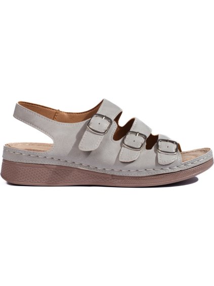 Šedé sandály na nízkém klínku