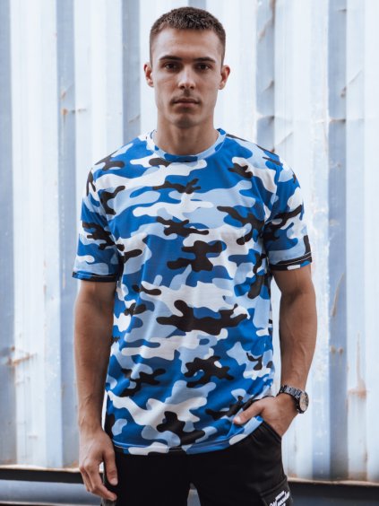 Světle modré maskáčové pánské tričko