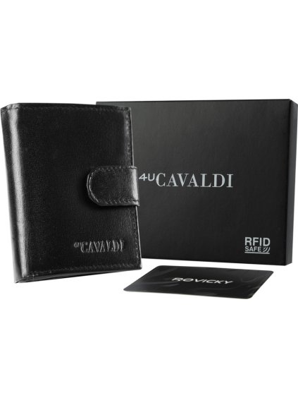 4U Cavaldi Černá středně velká kožená peněženka B048