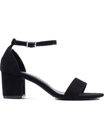 Černé semišové sandály na nízkém podpatku