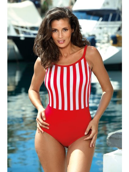 Červeno-bílé pruhované plavky Caroline Venere