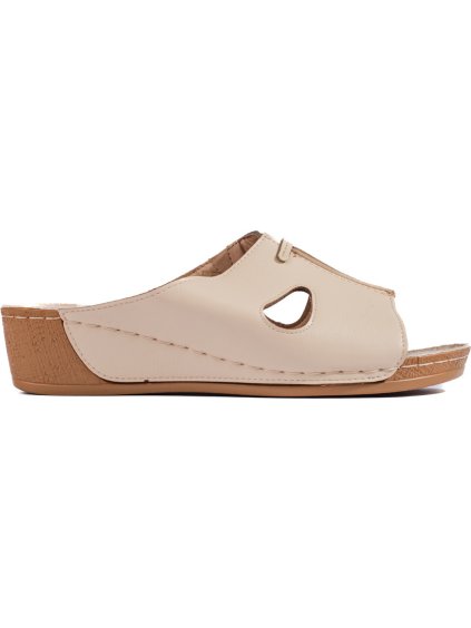 Pohodlné dámské béžové sandály na klínku