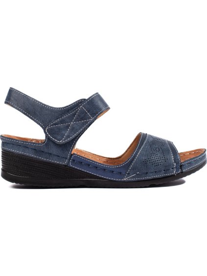 Modré dámské sandály se suchým zipem