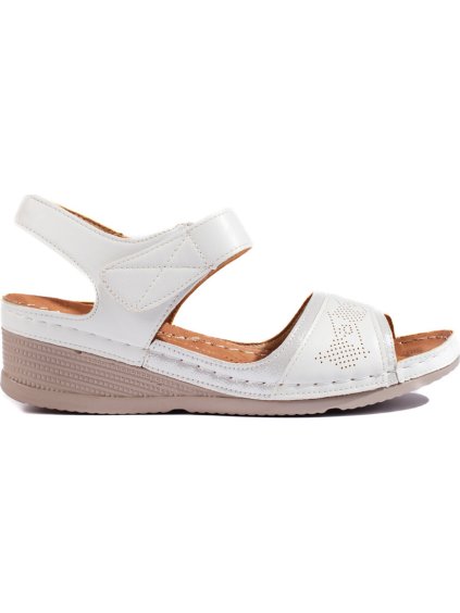 Bílé dámské sandály se suchým zipem
