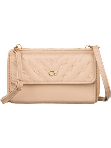 4U Cavaldi Růžová prošívaná peněženka s popruhem M758