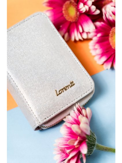 Lorenti Stříbrná malá kožená peněženka se zipem a patentkou S291