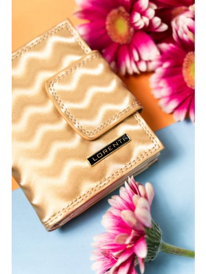 Lorenti Zlatá kožená peněženka s vlnkovým vzorem S287