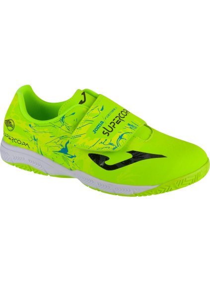 Neonově zelené chlapecké sálové tenisky Joma Super Copa Jr 2409 IN