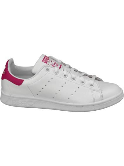 Bílé dámské tenisky ADIDAS Stan Smith J s růžovými detaily