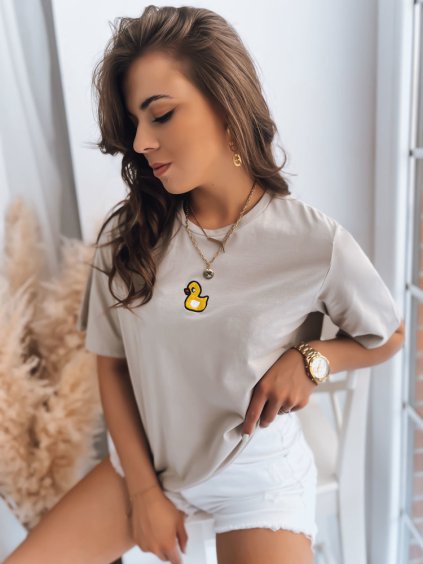 (Vel. M) Šedé tričko s výšivkou kačenky MIA ROSE