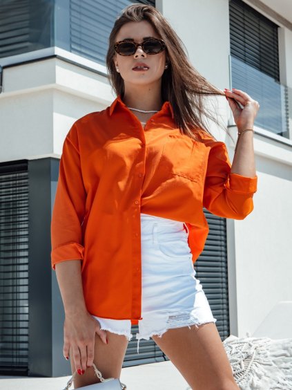 Oranžová dámská bavlněná košile TRENDSET