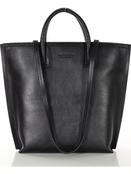 MARCO MAZZINI Černá prostorná shopper kabelka z kůže