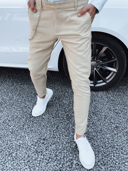Béžové společenské kalhoty s řetízkem