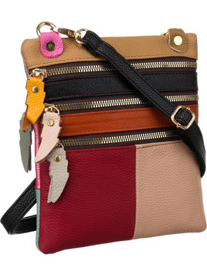 Barevná kožená crossbody kabelka