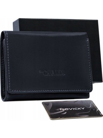 4U Cavaldi tmavě modrá malá peněženka z přírodní kůže M793