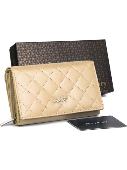 Rovicky Prošívaná elegantní béžová peněženka V301