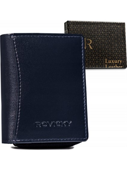 Rovicky Tmavě modrá dámská kožená malá peněženka V298
