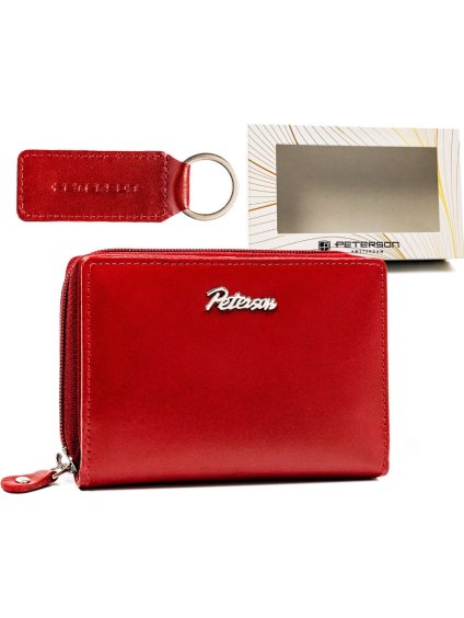 Peterson dárková sada červené kožené peněženky a klíčenky Q024