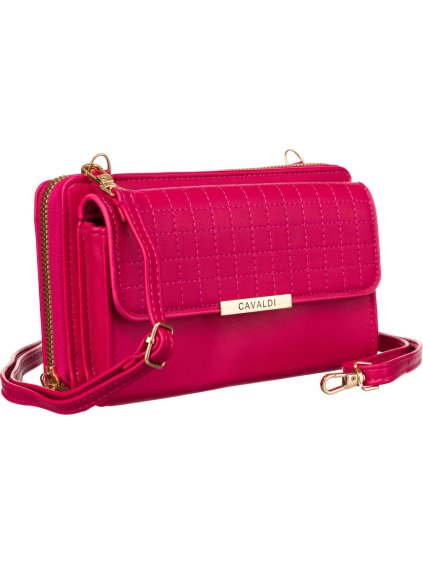 4U Cavaldi Tmavě růžová prošívaná velká peněženka s odnímatelným popruhem M831
