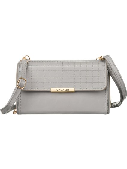 4U Cavaldi Šedá prošívaná velká peněženka s odnímatelným popruhem M830