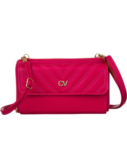 4U Cavaldi Tmavě růžová prošívaná peněženka s popruhem M822