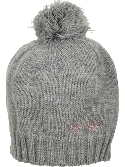 Naf Naf šedá dívčí čepice s bambulí