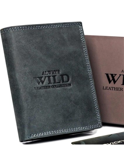 Always Wild Černá pánská kožená peněženka A219
