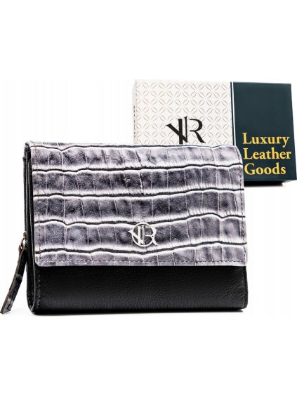 Rovicky Černo-bílá kožená peněženka na patentku V317