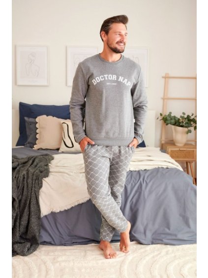 Světle šedé pánské pyžamo s logem DOCTOR NAP (Velikost XL)