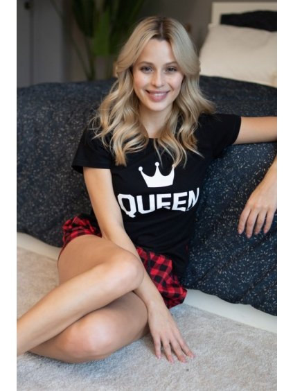 Černo-červené krátké pyžamo QUEEN