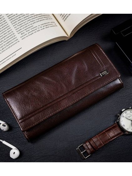 Rovicky tmavě hnědá velká peněženka s ochranou RFID V350