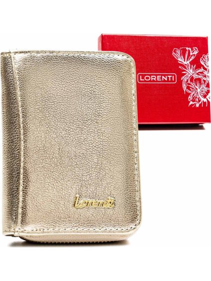 Lorenti Zlatá malá kožená peněženka se zipem a patentkou S317