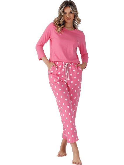 Růžové pyžamo s puntíky Leveza Velik