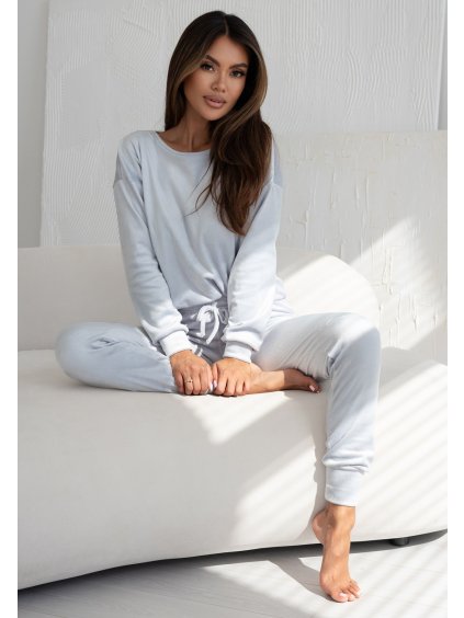 Šedé dlouhé pyžamo Sensis Silver Angora Soft (Velikost M)