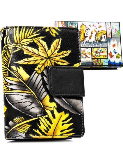 Rovicky malá peneženka se žlutými vzory V345