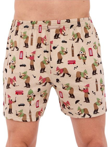 Béžové trenýrky Cornette s potiskem Sherlock (Velikost 5XL)