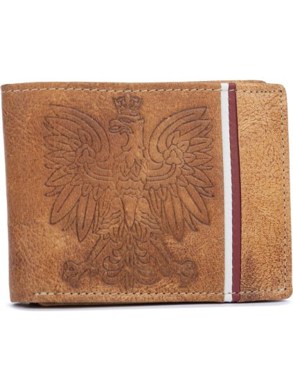 Světle hnědá pánská peněženka s originálním motivem D017