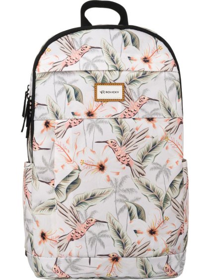 Rovicky bílý dámský batoh se vzorem ptáčků