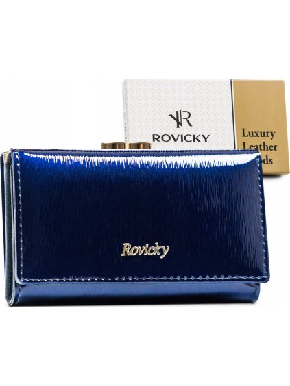 Rovicky Modrá dámská kožená lakovaná peněženka V142