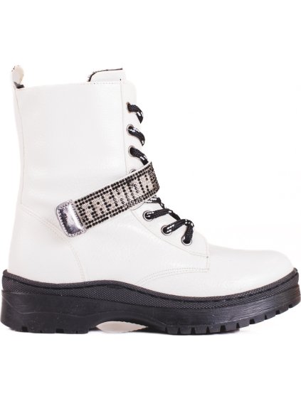 Bílé dívčí kotníkové boty