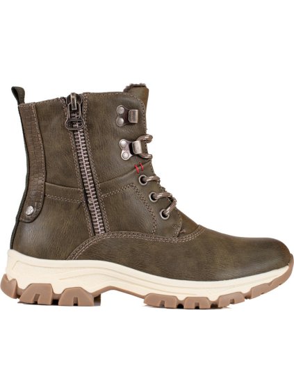 Hnědé workery se zipy