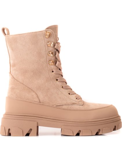 Béžové semišové workery na platformě