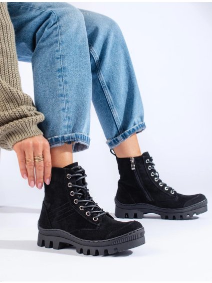 ČERNÉ ŠNĚROVACÍ KOTNÍKOVÉ BOTY S.BARSKI