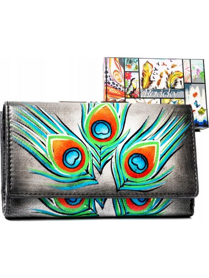 Rovicky šedá dámská peněženka s barevnými vzory V359