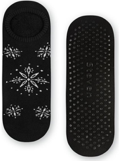 Černé protiskluzové ponožky s motivem vloček Art.132